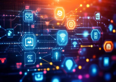 network icons in the image with dark blue orange colour in background