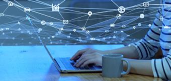 A women is working in laptop about different types of network.